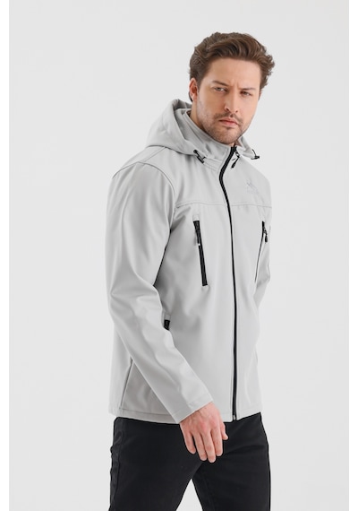 B.he.z Çıkartılabilen Fermuarlı Kapüşon Cepli İçi Polarlı Su Geçirmez Softshell Erkek Mont Taş Taş