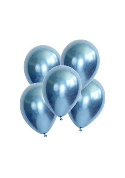 5 Ad Mavi Renkli Parlak Krom Metalik Aynalı Balon