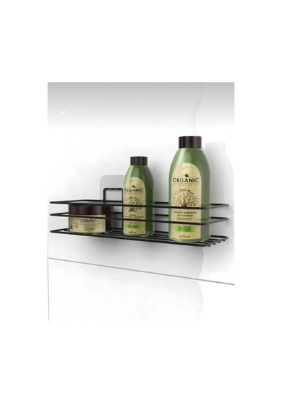 Siyah Yapışkanlı Banyo Düzenleyici Şampuanlık Banyo Rafı Duş Rafı Organizer Siyah Diğer
