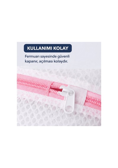 Çamaşır Yıkama Filesi - 40x50 Cm - Fermuarlı - Tekrar Kullanılabilir Beyaz