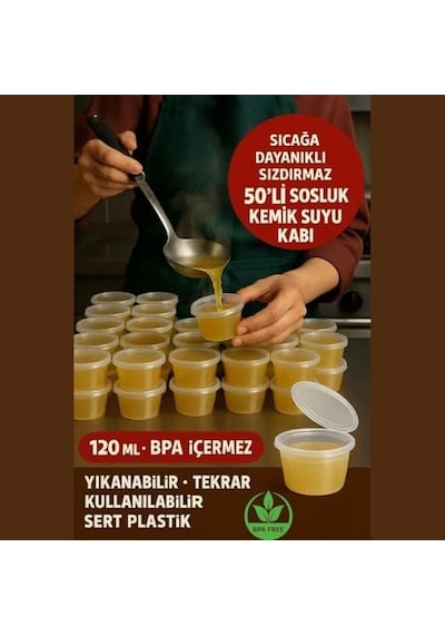 Jouis Saklama Kabı Sos 50 Adet 120 Ml 4 Oz Kemik Suyu, İlik Suyu, Anne Sütü, Sos Ve Püre Dondurucu Uyumlu Buzluk Kabı, Sızdırmaz Kapaklı Bpa İçermez - Kaliteli