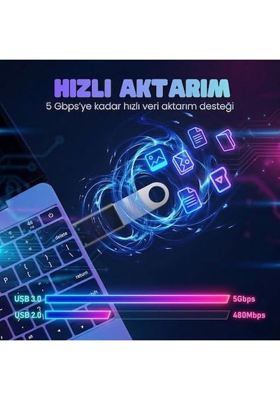 Type-c 3.1 To Usb 3.0 Çevirici - Şarj Ve Data İçin Dönüştürücü Otg Adaptör - 5gbps'e Kadar Hız - Usb Bellek, Diğer