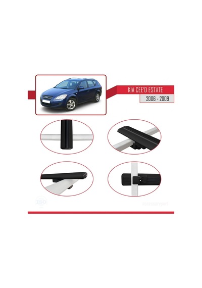 Kia Ceed Sportswagon 2006-2009 Arası İle Uyumlu Basic Model Ara Atkı Tavan Barı Siyah 3 Adet