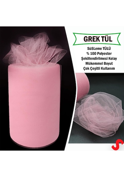 Süsleme Tülü Grek Tül, 2 Mt En X 1 Mt Uzunluk - Pembe 0-99
