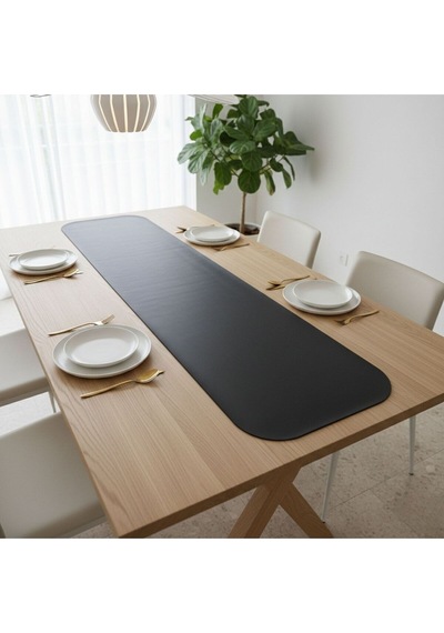 1 Adet Deri Runner Oval Kenarlı-40x140 Cm Siyah