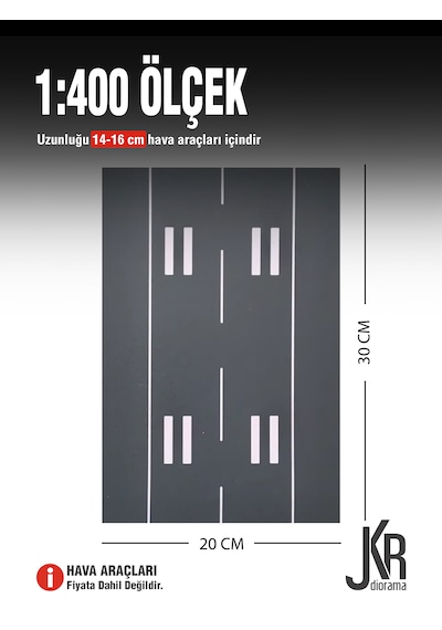 1/400 Ölçekli Hava Araçları İçin Uçak Pisti Havaalanı, Pist, Yol Düzeni 20x30 Cm - 3 Parça