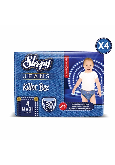 Sleepy Jeans Külot Bez 4 Numara Maxi 4’lü Jumbo 120 Adet