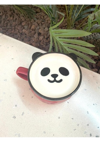 Seramik Kawaii Karikatür Sevimli Panda Fincan Kahve Süt Kapaklı Kupa Hediye