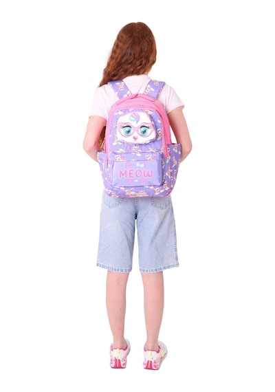 Kaukko Toys Kız Çocuk 3d Kedi Şekilli İlkokul Ve Günlük Sırt Çantası - Mor Pembe - L5236 Mor - Pembe