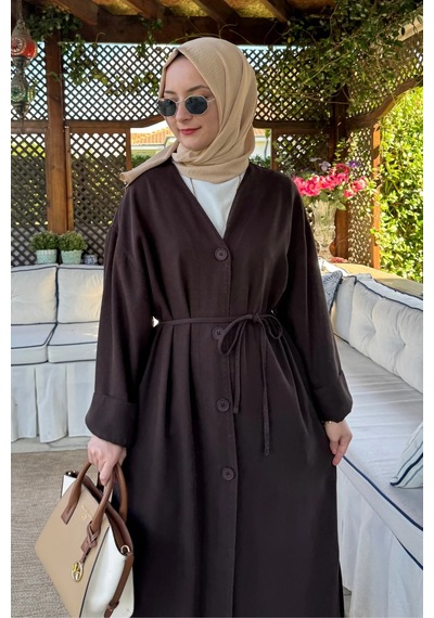 Rabia Şamlı Nazenin Kot Tencel Kap Kahve Normal