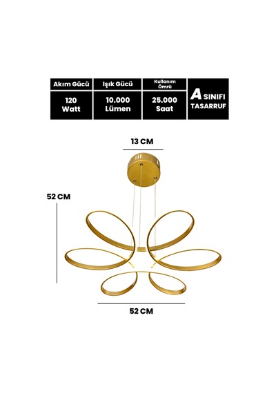 Papatya Topsuz 3 Renk Kumandalı Led Avize Büyük Salon Ledli Avize Gold - 803345374 Gold - 803345374 Gold