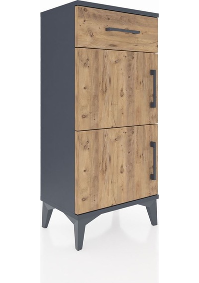 Arges Komodin Tek Raflı Tek Çekmeceli 2 Kapaklı 44x30x96 Antrasit-çam Antrasit