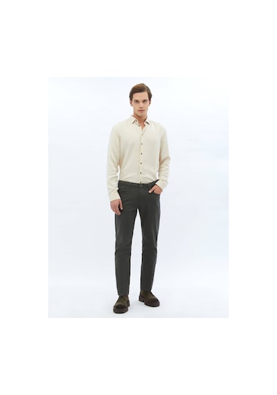 Kip Haki Dokuma Slim Fit Casual Pamuk Karışımlı Pantolon 406629 Haki