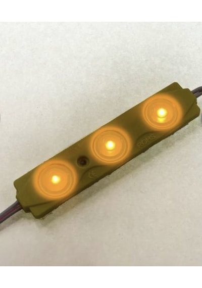 12 Volt 1.2 Watt 3’lü Mercekli 2835 Modül Led Sarı Amber - 10 Adet