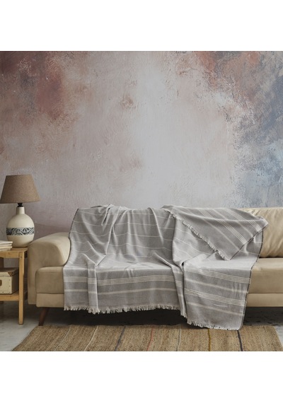 Madrid %100 Pamuklu Natural Koltuk Örtüsü I Koltuk Şalı I Çekyat Örtüsü I 170x210cm 001