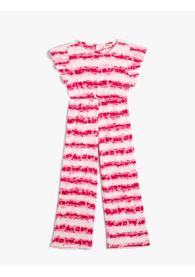 Koton Batik Tulum Yuvarlak Yaka Kolsuz Fırfırlı Pembe Desenli 4skg80012ak Pembe Desenli