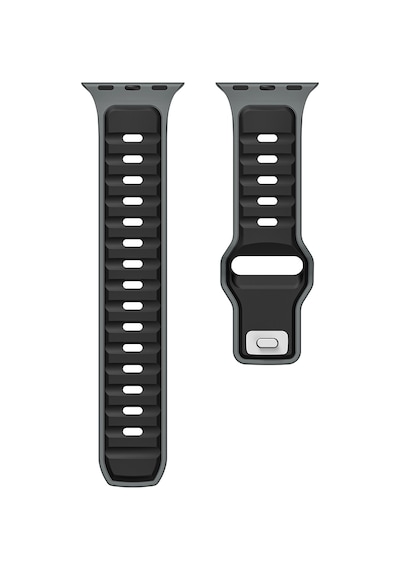 Kilifone - Xiaomi Amazfit Pace 22mm Uyumlu - Kordon Silikon Kordon Strap Kayış - Krd-135 - Koyu Yeşil-siyah - T36087