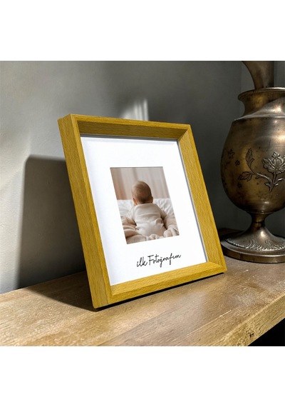 İlk Fotoğrafım Çerçevesi - 20x20 Paspartulu Fotoğraf Çerçevesi Ahşap Renk