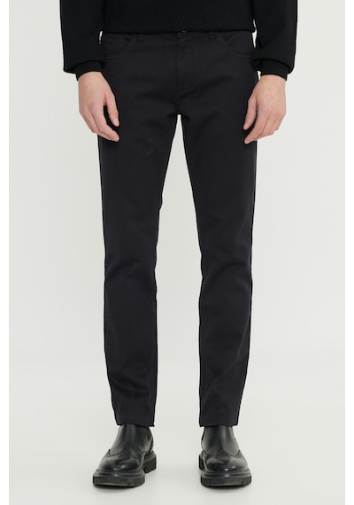 AC&Co / Altınyıldız Classics Erkek Sıyah Pamuklu Slim Fit Dar Kesim 5 Cepli Armürlü Esnek Casual Pantolon Siyah