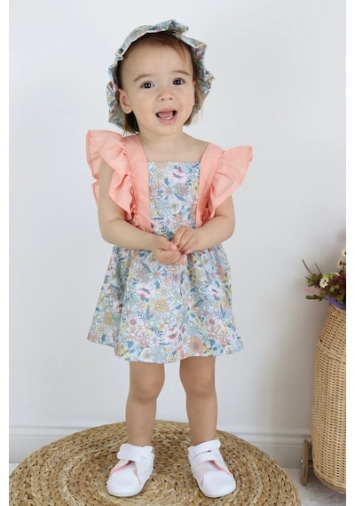 Mnk Baby & Kids Kız Bebek Pamuklu Çıtır Bebek Elbise Tf7313 Pudra