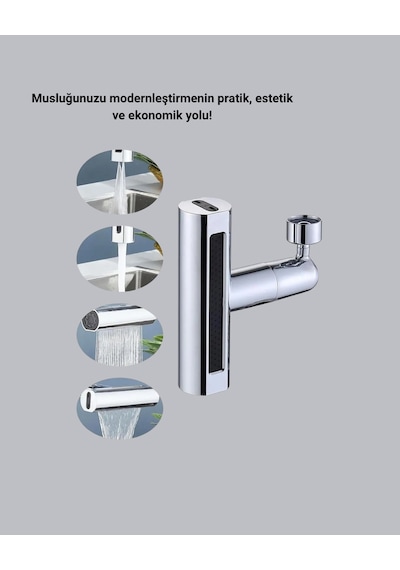 Nrzsnt Abs Pirinç Alaşımlı Musluk Başlığı 4 Modlu 360 Dönebilen Ve Ekonomik