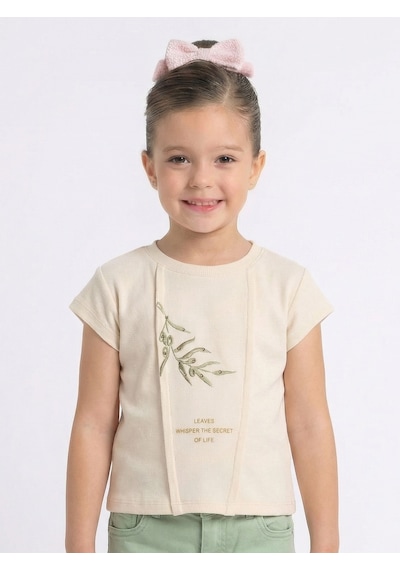 Xo Kids Kız Çocuk Tişort 4-8 Yaş 38510 Krem - Yeşil