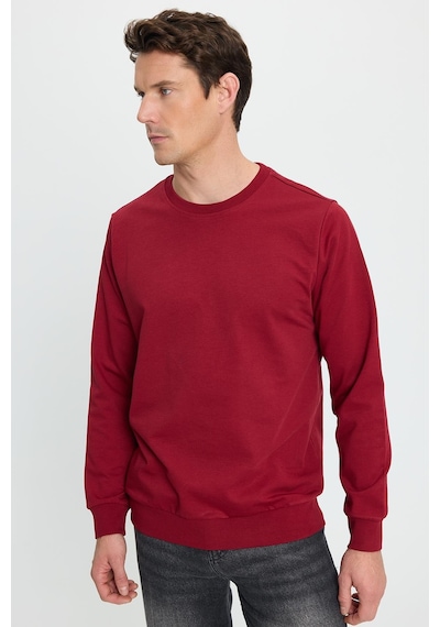 Tudors Erkek Relax Fit Rahat Kesim %100 Pamuk 2 İplik Bisiklet Yaka Bordo Sweatshirt -41523 Bordo
