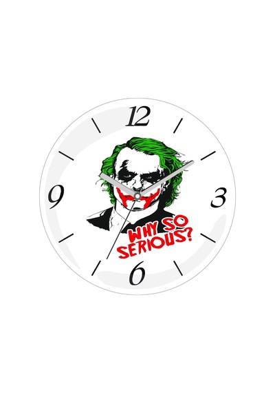 Why So Serius Joker Renksel Çap 30cm Sessiz Akar Bombeli Gerçek Cam Duvar Saati Çok Renkli
