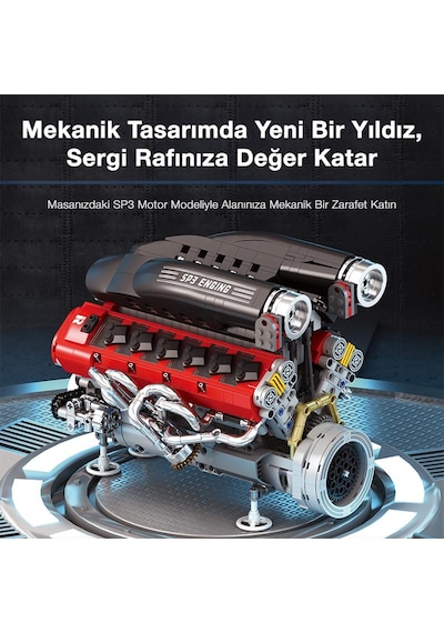 Reobrix Technic 33016 Ferrari Daytone Sp3 Motor Bataryalı&motorlu Yaratıcı Yapı Blok Seti Building Blocks - 1240 Parça