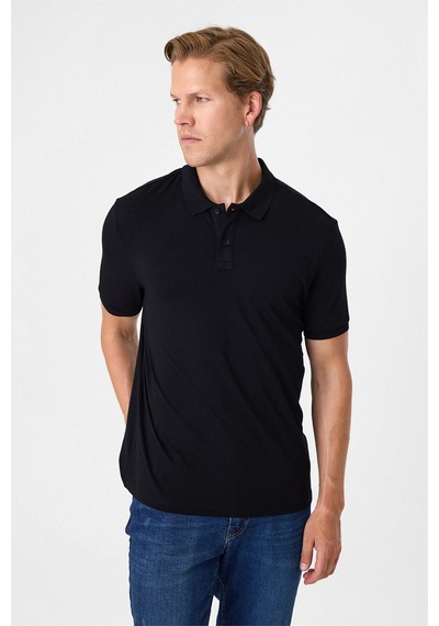 Back And Bond Siyah Regular Fit Polo Yaka Tişört