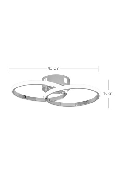 Pl 02 2 Model Krom 3 Renkli Salon Ve Oturma Odası İçin İdeal Alüminyum Avize, 45x10 Krom