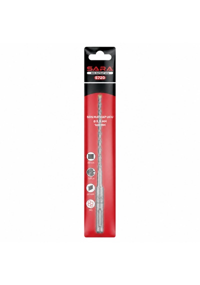 Sara S-720 Sds Plus Matkap Ucu 5.5 X 160 Mm, 2 Kesicili, Tungsten Karbür Uçlu