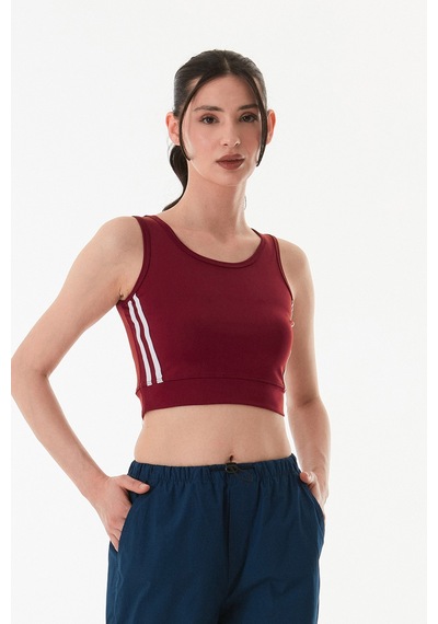 Fullamoda Yanları Şeritli Halter Yaka Büstiyer Bordo