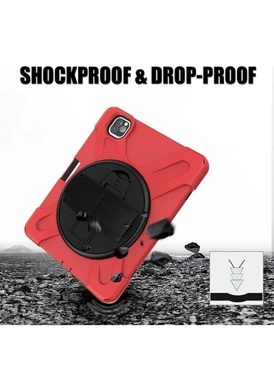 Apple iPad Uyumlu, Pro11 2021-2020-2018 Kılıf Shockproof 3 Katmanlı Standlı Zırh Kılıf Kalem Yerli- 5775