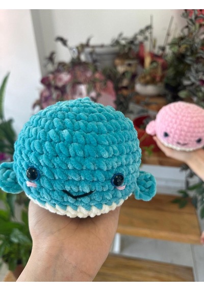 Amigurumi Kadife Mavi Yavru Balina Oyuncağı