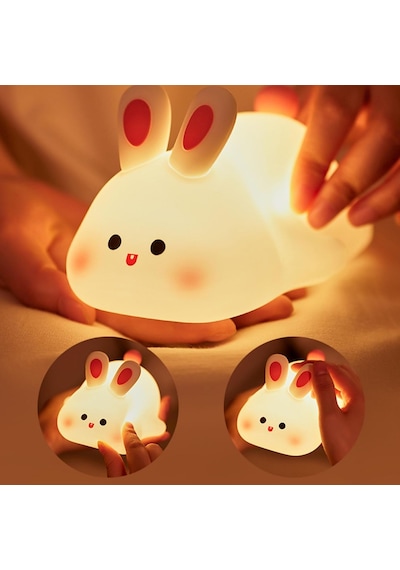 Yumuşak Silikon Tavşan Mini Gece Lambası Dekoratif Işık Derecesi Ayarlanabilir Yatak Odası Lamb Diğer