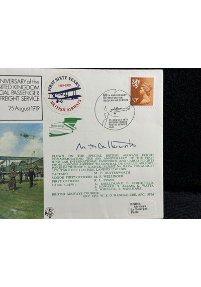 1979 İngiltere Hava Yollarının Islak İmzalı Özel Gün Damgalı İlk Gün Zarfı Aerophilately Gb 1979 Re  Teşhir Ürün
