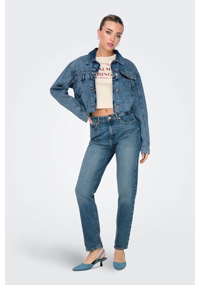Only Kadın Onlemıly Yüksek Bel Düz Kesim Jean Pantolon 15302428 Koyu Mavi Koyu Mavi