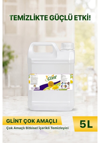 Glint Çok Amaçlı Bitkisel İçerikli Yüzey Temizleyici Yağ Çözücü Kireç Sökücü 5 L