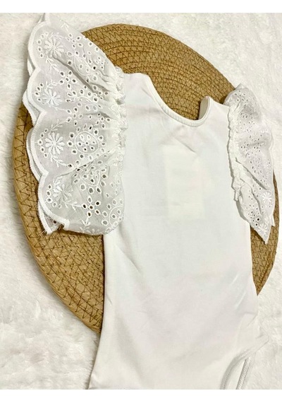 Minaz Baby Kolları Fırfırlı Beyaz Zıbın Beyaz