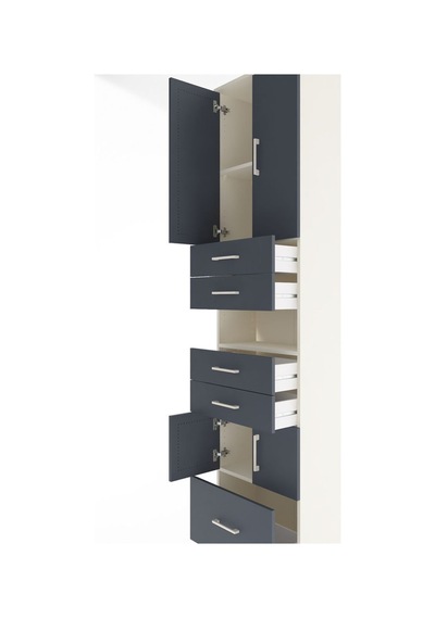 Arges Dolap 4 Raflı 5 Çekmeceli 4 Kapaklı 60x30x243 Aytaşı-antrasit Aytası
