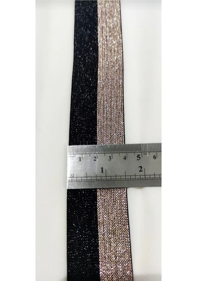 4cm Genişlikte Düz Bakır/siyah Simli Lastik Şerit / 1 Metre