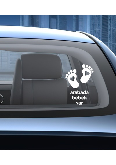 Arabada Bebek Var Sticker - Araba Oto Araç Cam Sticker - 02502 20x14 Cm