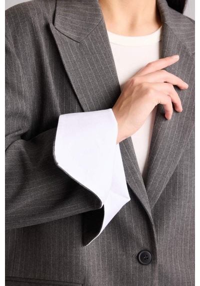 Defacto Oversıze Ceket Yaka Blazer Ceket G8900ax26spgr394 Gri-gr394