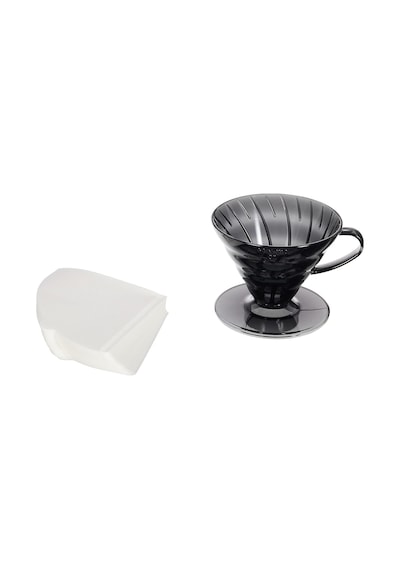 V60 02 Plastik Dripper Ve 40 Lı Filtre Kağıdı Seti, Siyah Şeffaf S