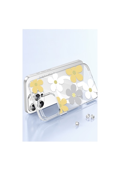 Joko Apple iPhone Uyumlu  16 Pro Max Uyumlu Floral Magsafe Kapak - Beyaz