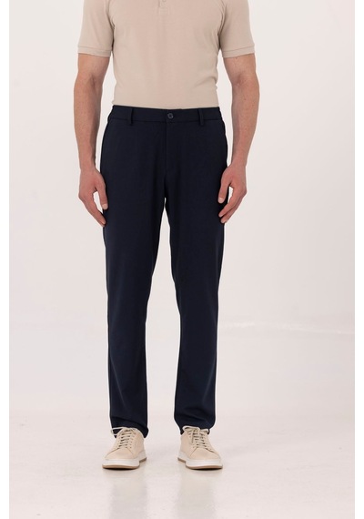 Sabri Özel Lacivert Yanı Lastikli Köprülü Kemerli Slim Fit Jogger Pantolon