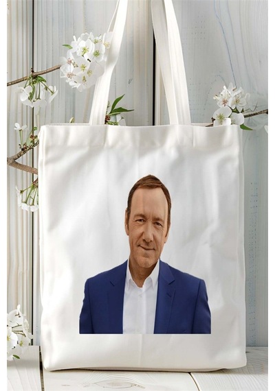 Art Hediye Kevin Spacey Baskılı Bez Çanta Kişiye Özel Model 2 Çok Renkli