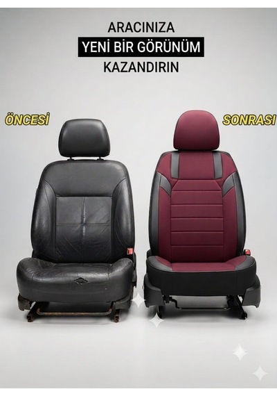 Monza Bordo Siyah Serisi Üniversal Oto Koltuk Kılıfı Ön Arka Koltuk Tam Set