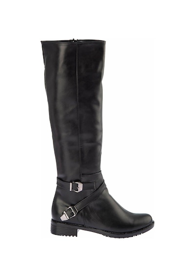 Fox Shoes E726203409 Siyah Cilt Alçak Topuklu Kadın Çizme Siyah Cilt-suni Deri
